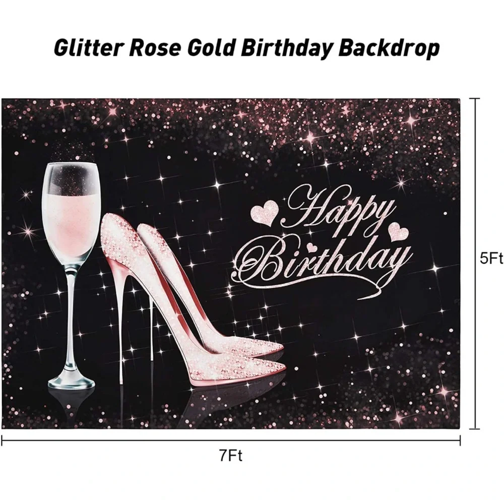 Happy birthday! Champagne high heel backdrop